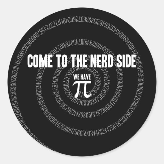 Kom naar de nerd voor Pi op Black Ronde Sticker (Voorkant)