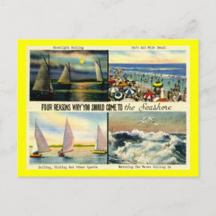 Kom naar de Seashore. Vintage Briefkaart