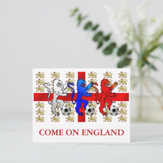 Kom naar Engeland, het Three Lions Briefkaart (Staand voorkant)