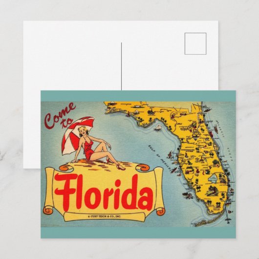 Kom naar Florida Briefkaart (Voorkant / Achterkant)
