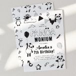 Kom naar het Panda-Monium Kids verjaardagsfeestje Kaart<br><div class="desc">Gooi de ultieme panda-thema verjaardagsfeest met onze 'Kom meedoen in de Panda-monium' kinderen verjaardagsuitnodigingen. Onze grappige kleine panda-beren,  grillige ballonnen en chique grijs-witte inrichting brengen een vleugje sophisticatie op de speciale dag van uw kind. Met aanpasbare details is het de perfecte keuze voor elke leeftijd en beide geslachten.</div>
