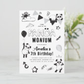 Kom naar het Panda-Monium Kids verjaardagsfeestje Kaart (Staand voorkant)