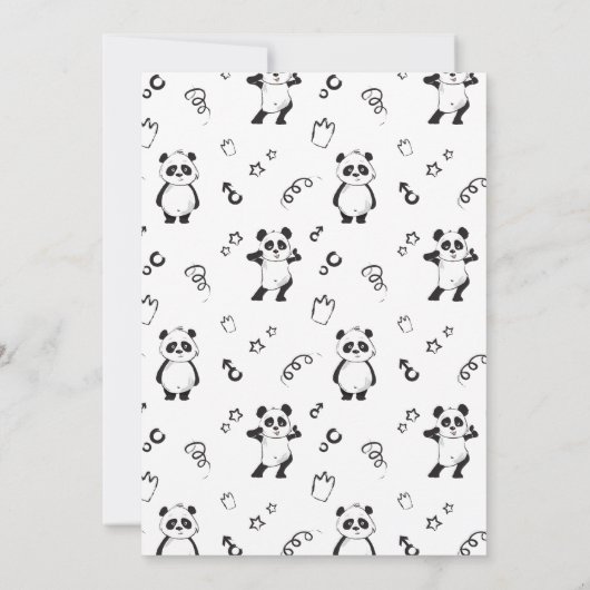 Kom naar het Panda-Monium Kids verjaardagsfeestje Kaart (Achterkant)