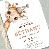 Kom naar het Wild Time Giraffe 2nd Birthday Party Kaart