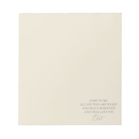 Kom naar mij toe en ik geef je rust notitieblok (Voorkant)