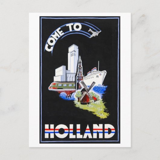 "Kom naar Nederland" Reisposter Briefkaart (Voorkant)