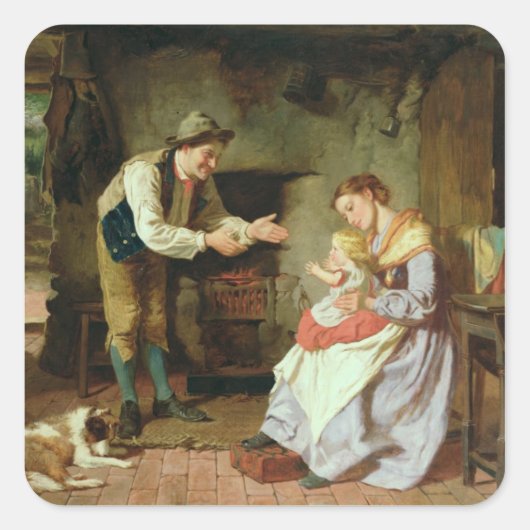 Kom naar papa vierkante sticker (Voorkant)