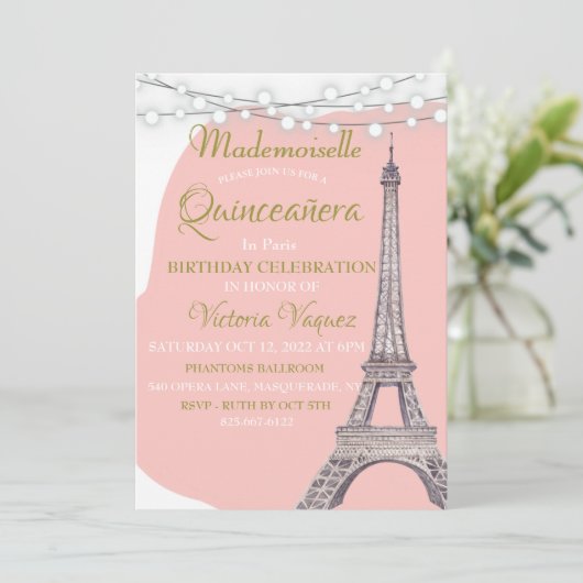 Kom naar Parijs Uitnodiging (Staand voorkant)