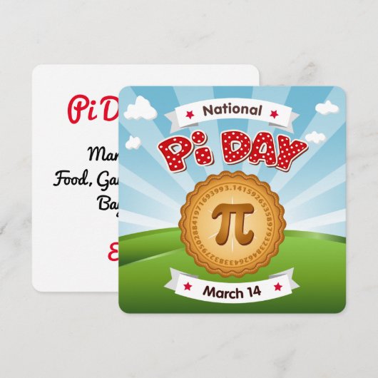 Kom naar Pi Day Celebration Kaart (Voorkant / Achterkant)