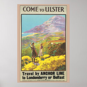 Kom naar Ulster Vintage Travel Poster