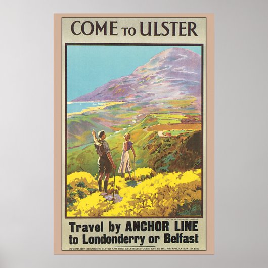 Kom naar Ulster Vintage Travel Poster (Voorkant)