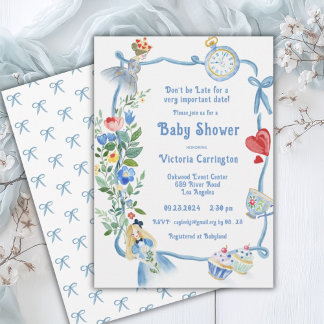 Kom niet te laat Alice in Wonderland Baby Shower Kaart
