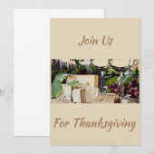 KOM ONS AAN VOOR THANKSGIVING (WIJN EN KAAS FOTO) KAART (Voorkant / Achterkant)