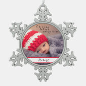 Kom ons Adore Baby Foto geven Tin Sneeuwvlok Ornament (Voorkant)