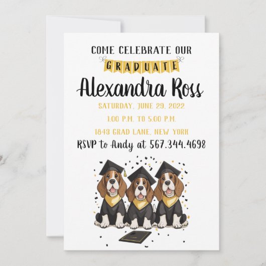 Kom onze Afstuderen Basset Hound Dogs vieren Kaart (Voorkant)