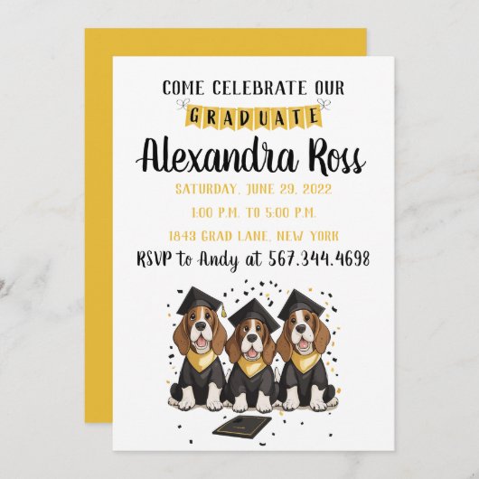Kom onze Afstuderen Basset Hound Dogs vieren Kaart (Voorkant / Achterkant)