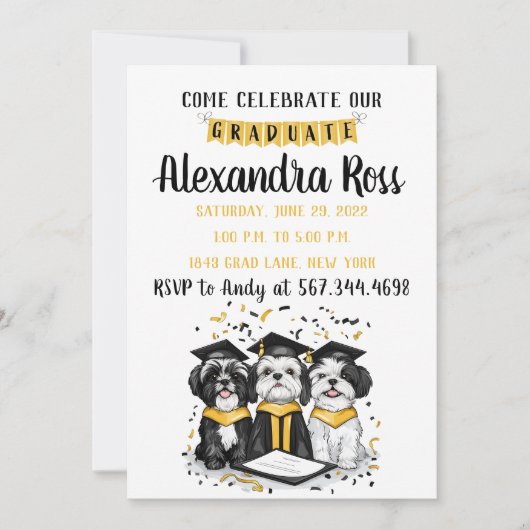 Kom onze Afstuderen Shih Tzu-honden vieren Kaart (Voorkant)