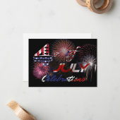 Kom op 4 juli Vrijheidsfeesten vieren Notitiekaartje (Voorkant / Achterkant in situ)