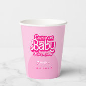 Kom op Baby Let's Go Party roze Baby shower Papieren Bekers (Achterkant)