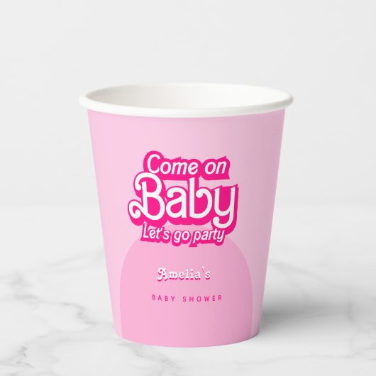 Kom op Baby Let's Go Party roze Baby shower Papieren Bekers (Voorkant)