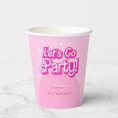 Kom op Baby Let's Go Party roze Verjaardag Papieren Bekers (Achterkant)