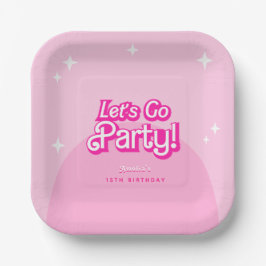 Kom op Baby Let's Go Party roze Verjaardag Papieren Bordje