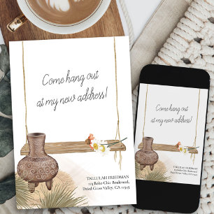 Kom op Boho Chic Garden Swing Moving Aankondiging