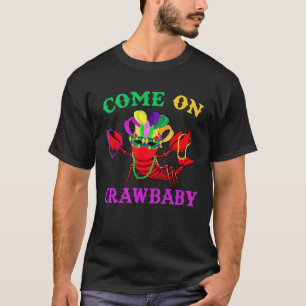 Kom op Crawbaby Crawfish Jester Beads Funny Mardi T-shirt