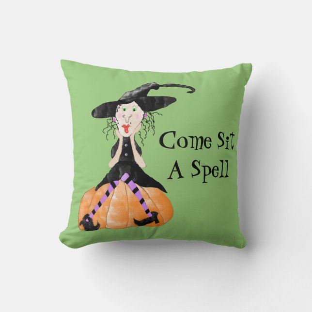 Kom op een spelletje heks Halloween Pillow Kussen (Voorkant)