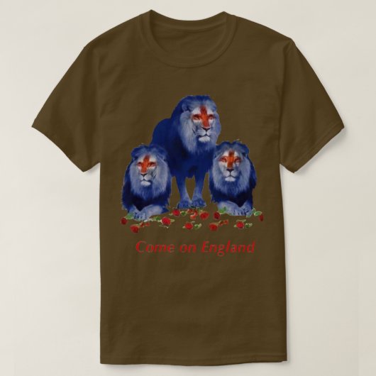 Kom op Engeland 3 leeuwen T-shirt (Design voorkant)