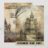 Kom op in Haunted Mansion Halloween Party Kaart (Voorkant / Achterkant)