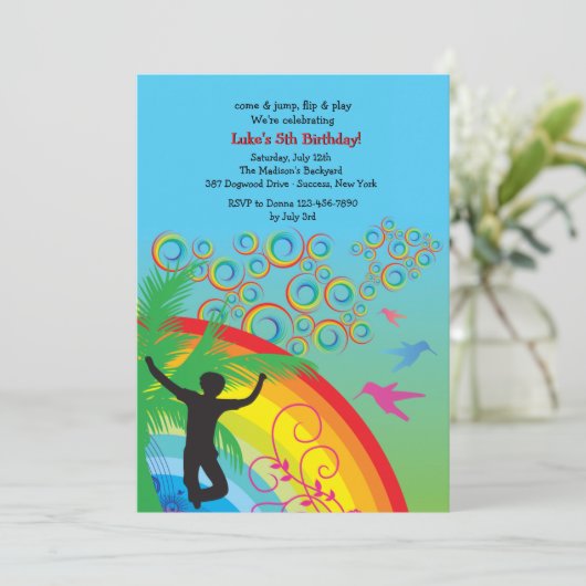 Kom op Jump Birthday Party Invitation Kaart (Staand voorkant)