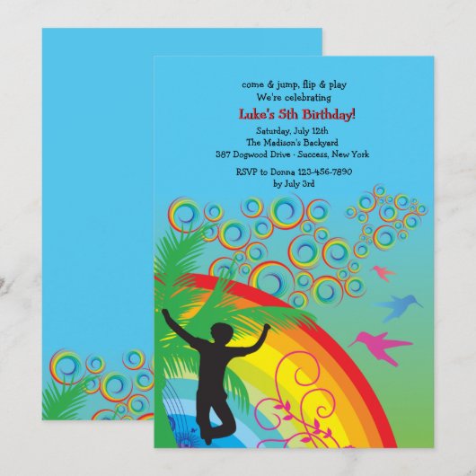 Kom op Jump Birthday Party Invitation Kaart (Voorkant / Achterkant)