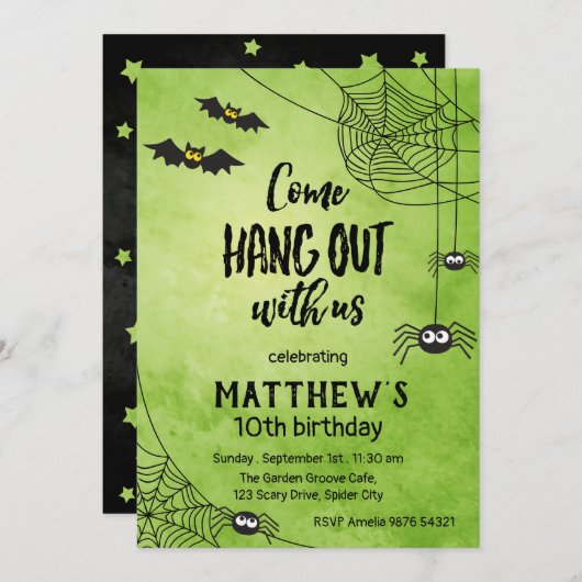 Kom op met ons | Halloween Birthday Kaart (Voorkant / Achterkant)