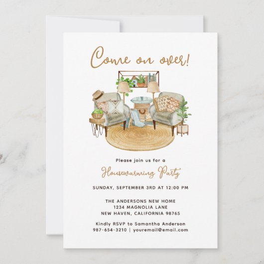 Kom op over gezellige Boho woonwarmen uitnodiging (Voorkant)