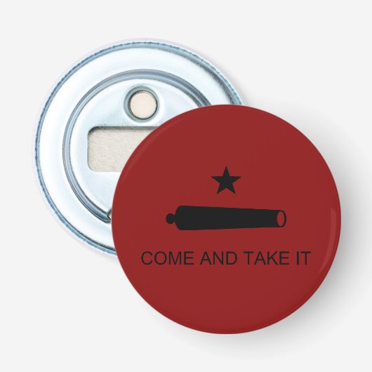 Kom & Pak het! Texas State slagvlag Button Flesopener (Voorkant)
