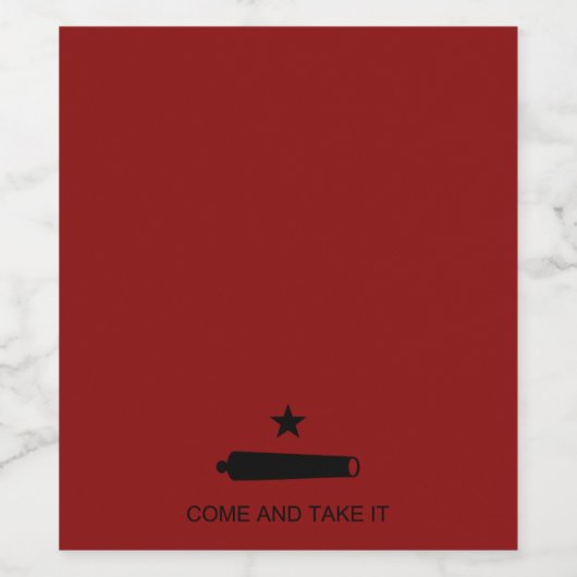 Kom & Pak het! Texas State slagvlag Wijn Etiket (Enkel label)