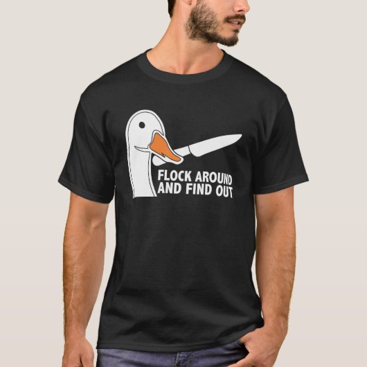 Kom rond en ontdek gans met messenganzen t-shirt (Voorkant)
