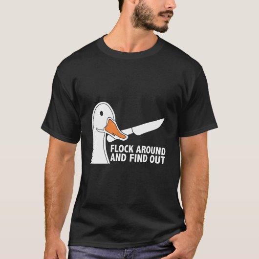 Kom rond en ontdek gans met messenganzen t-shirt (Voorkant)