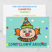 Kom rond met onze Circus clown Birthday Kaart (Voorkant / Achterkant)