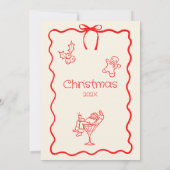 Kom rondhangen Whimsical Red Pink Christmas Party Kaart (Achterkant)