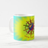 Kom samen met mensen | yellocyanlila shine koffiemok (Voorkant links)