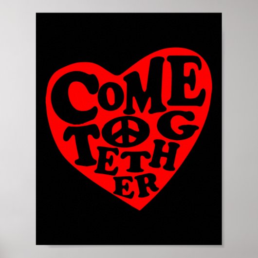 Kom samen Vrede Hart Teken Sticker Poster (Voorkant)