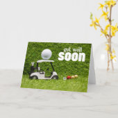 Kom snel goed met golfbal op groen voor golfer kaart (Gele Bloem)