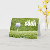 Kom snel goed met golfbal op groen voor golfer kaart (Gele Bloem)