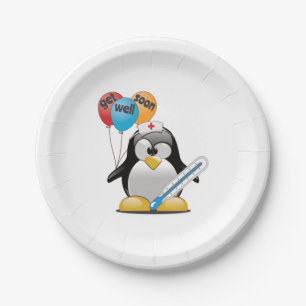 Kom snel goed. Penguin Nurse. Papieren Bordje