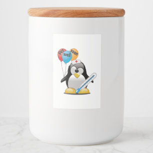 Kom snel goed. Penguin Nurse. Voedselcontainer Etiket