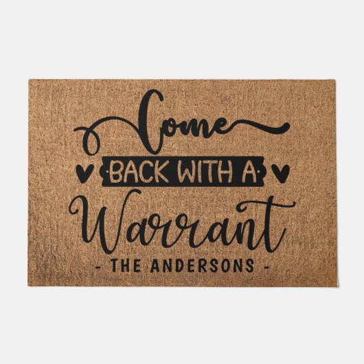 Kom terug met een arrestatiebevel. deurmat (Voorkant)