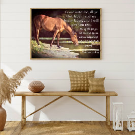 Kom tot mij allen die moe zijn Paard bij waterplas Poster