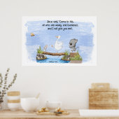 Kom tot Mij en Ik zal U rust geven Matteüs 11:28 Poster (Keuken)